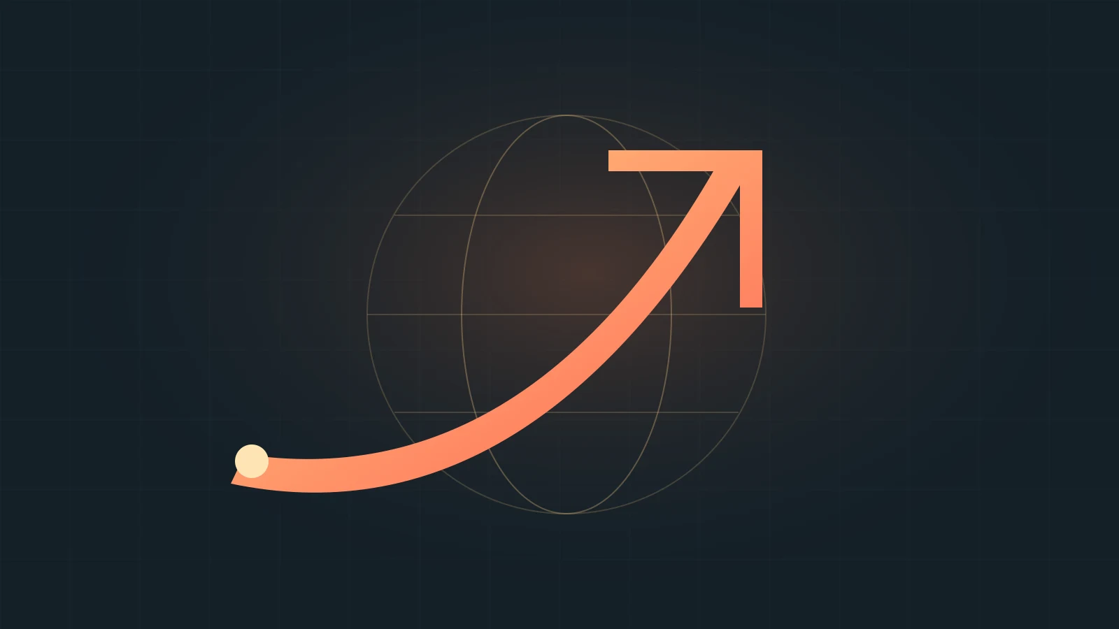 An arrow route around a geometric globe